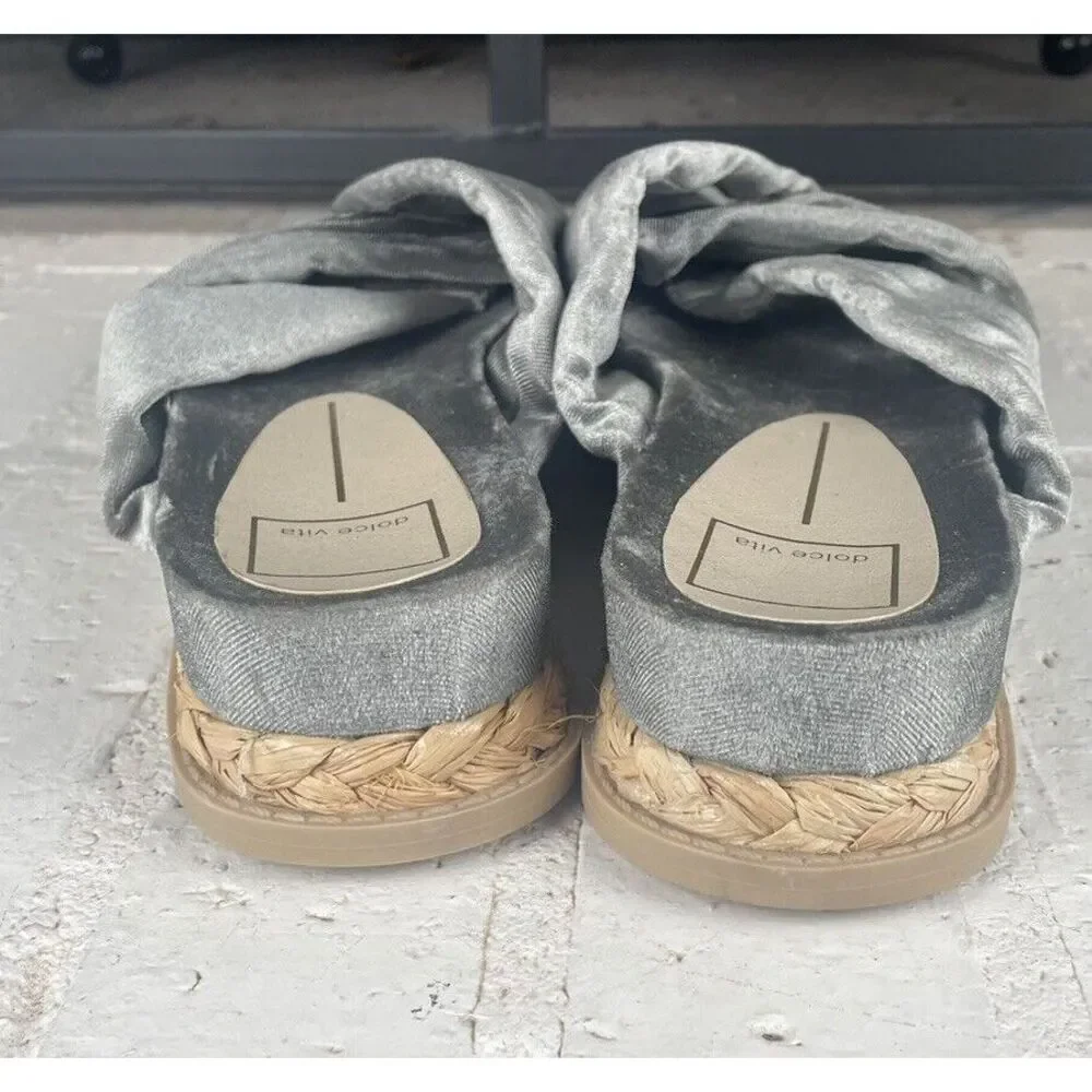 Dolce Vita Velvet Gray Slip On‎ Women's Shoes Braided Heel Size 9